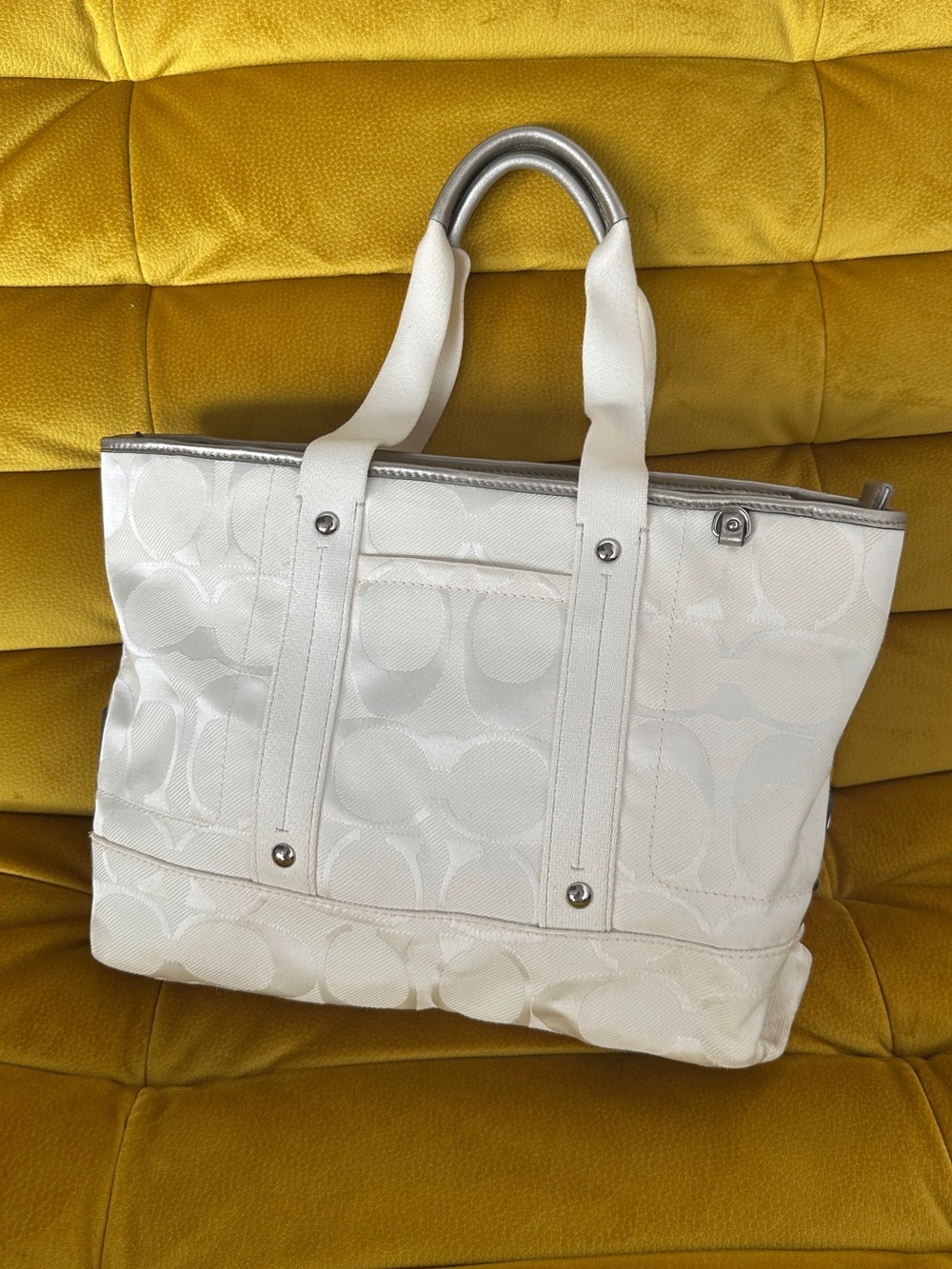 Coach Signature Jacquard Tote Bag – White